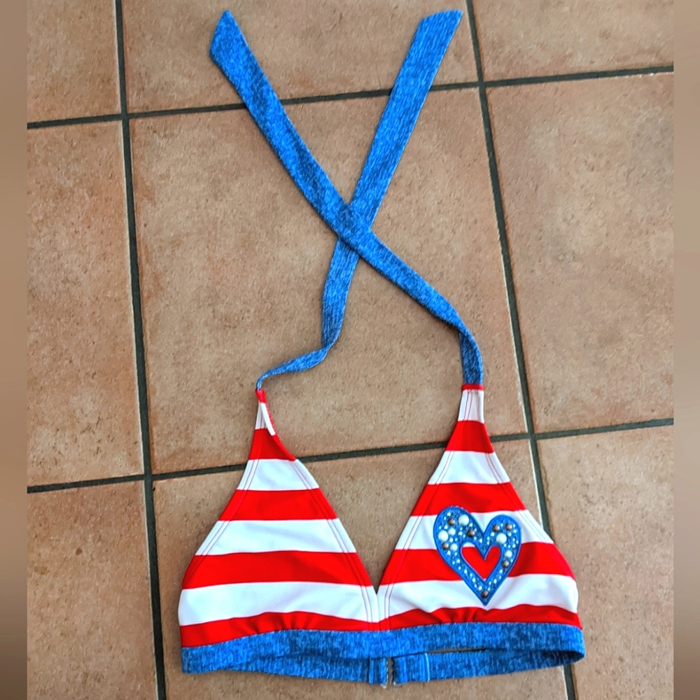 Girls Justice American Flag Bikini Top - Size 12